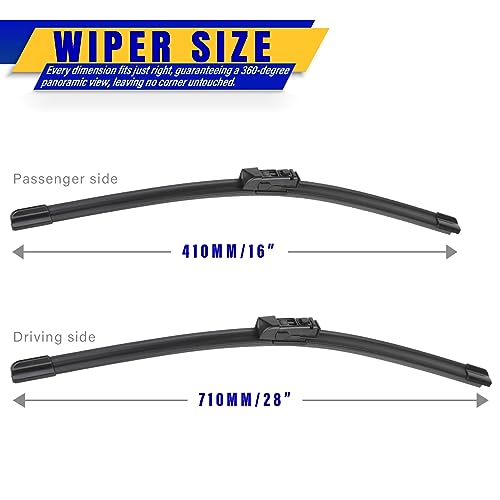 Rooppa 2 wipers Replacement for 2017-2018 2021 Toyota Prius Prime, Windshield Wiper Blades Original Equipment Replacement - 28"/16" (Set of 2) - Image 2