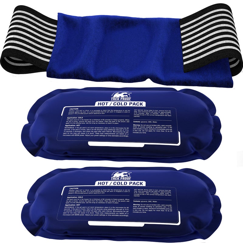 Ice Packs for Injuries Reusable 3Piece Set Hot and Cold Ice Pack Therapy Gel Wrap Support Supports Recovery Joint and Muscle Pain Knees Back More 3 Piece Set Classic