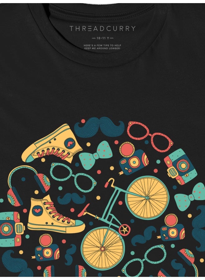THREADCURRY THREADCURRY Hipster Skateboard Comic Skater Graphic Printed Tshirt for Boys - Image 3