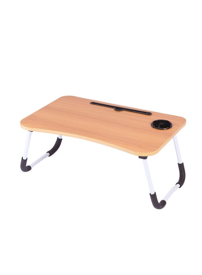 طاولة كمبيوتر محمولة للسرير والأريكة، طاولة دراسة قابلة للطي مع حامل أكواب وفتحة للكمبيوتر اللوحي، مكتب كمبيوتر محمول قابل للتعديل للكمبيوتر المحمول والقراءة والكتابة، تصميم خفيف الوزن ومتين ومريح للمنزل والمكتب والأطفال والكبار، خشب ملون. - Image 3