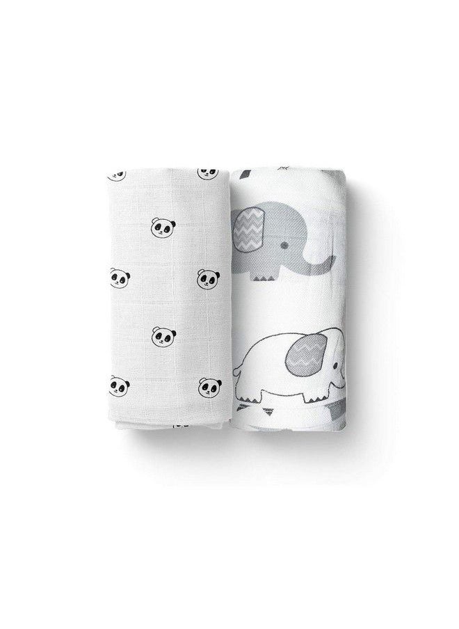 Organic Cotton Baby Muslin Cloth Swaddle 0 12 Months 100X100 Cm Pack Of 2 (Panda And Grey Elephant) - pzsku/Z68206ACC3DC8CEA5D665Z/45/_/1692273212/c3990d39-d44d-4cc5-8341-9f00b4dd05c4