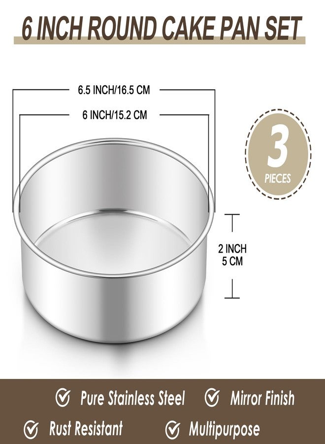 Homikit 6 Inch Round Cake Pan Set, Stainless Steel Small Baking Pans 3 Pack for Oven & Dishwasher, 2” Deep Small Nonstick Layer Cake Tins, Non-Toxic & Healthy - Image 3