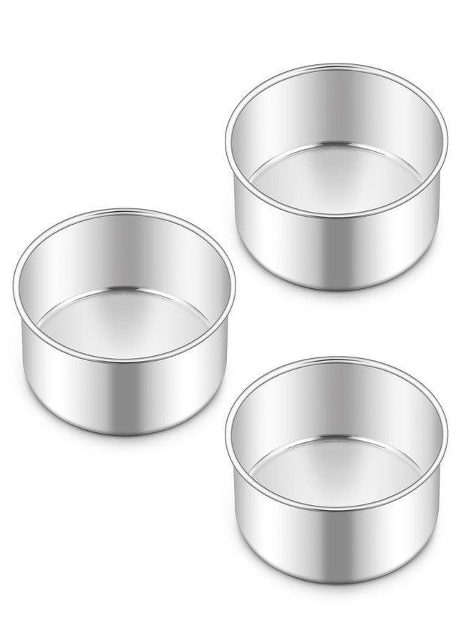 Homikit 6 Inch Round Cake Pan Set, Stainless Steel Small Baking Pans 3 Pack for Oven & Dishwasher, 2” Deep Small Nonstick Layer Cake Tins, Non-Toxic & Healthy - Image 1