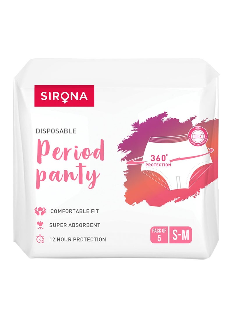 Sirona Disposable Period Panties for Women | S – M | 360° Sanitary Protection for Regular Flow | No Leakage, No Rashes, No Discomfort | Maternity Panties with High Absorbency | Pack of 5 - Image 1