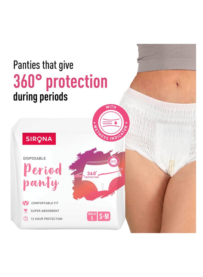 Sirona Disposable Period Panties for Women | S – M | 360° Sanitary Protection for Regular Flow | No Leakage, No Rashes, No Discomfort | Maternity Panties with High Absorbency | Pack of 5 - Image 2