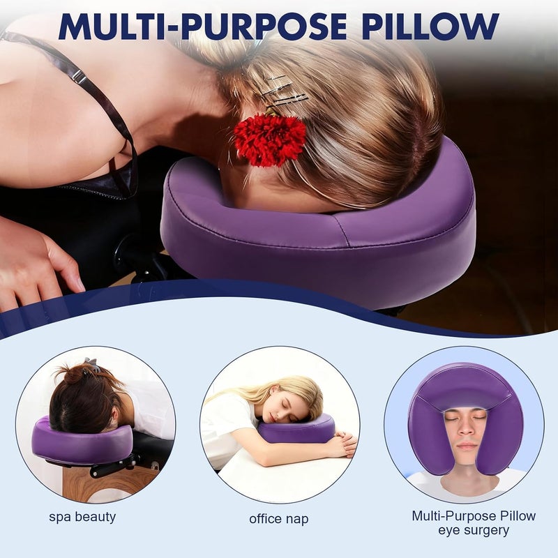 KONOVOLY Universal Headrest Face Cushion Face Pillow for Massage Table and Massage Chair, Professional Massage Table Universal Face Head Neck Rest Pad with Soft Memory Foam (Purple) - Image 3