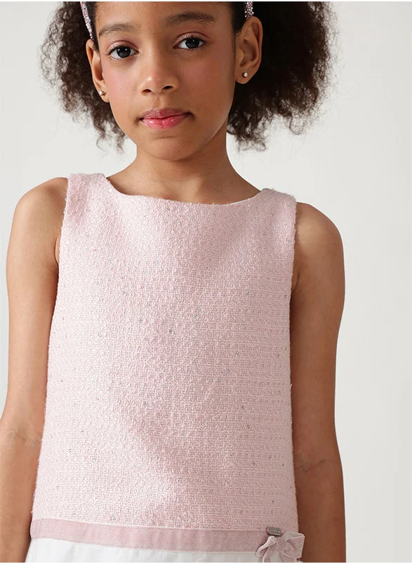 One Friday One Friday Girls Pink A-Line Sleeveless Textured Dress