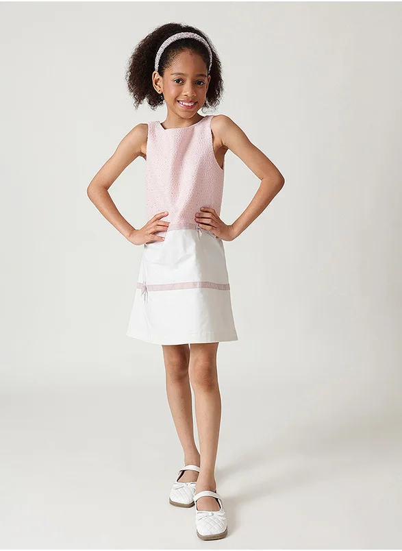 One Friday One Friday Girls Pink A-Line Sleeveless Textured Dress