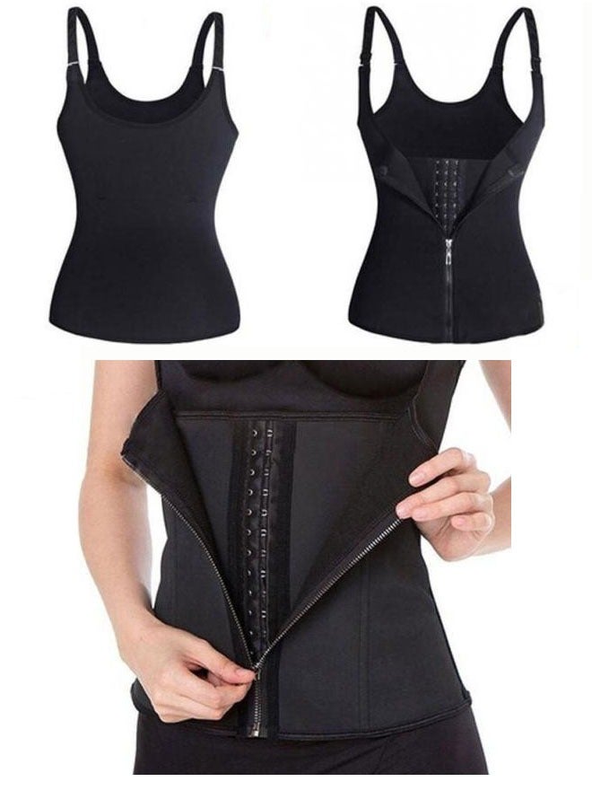 إيه جي دي مشد تنحيف الخصر المصنوع من مادة النيوبرين الساخن للنساء، حزام تشكيل الجسم ومشد بالحمالات (إغلاقين) - أسود - Image 4