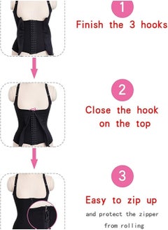 AGD Hot Neoprene Waist Trainer for Women, Waist Cincher, Body Shaper Belt & Corset with Suspenders (2 Closures) - Black  - Image 3