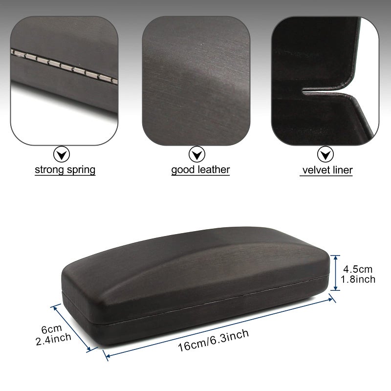 SMARTTOP SMARTTOP Eyeglass Case, Sunglasses Glasses Case Hard Shell With Cleaning Cloth, Portable PU leather Lightweight Eye glass Carry Case (Black)  - Image 2