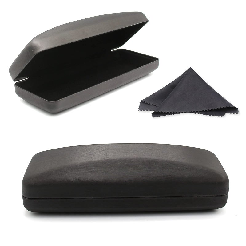 SMARTTOP SMARTTOP Eyeglass Case, Sunglasses Glasses Case Hard Shell With Cleaning Cloth, Portable PU leather Lightweight Eye glass Carry Case (Black)  - Image 1