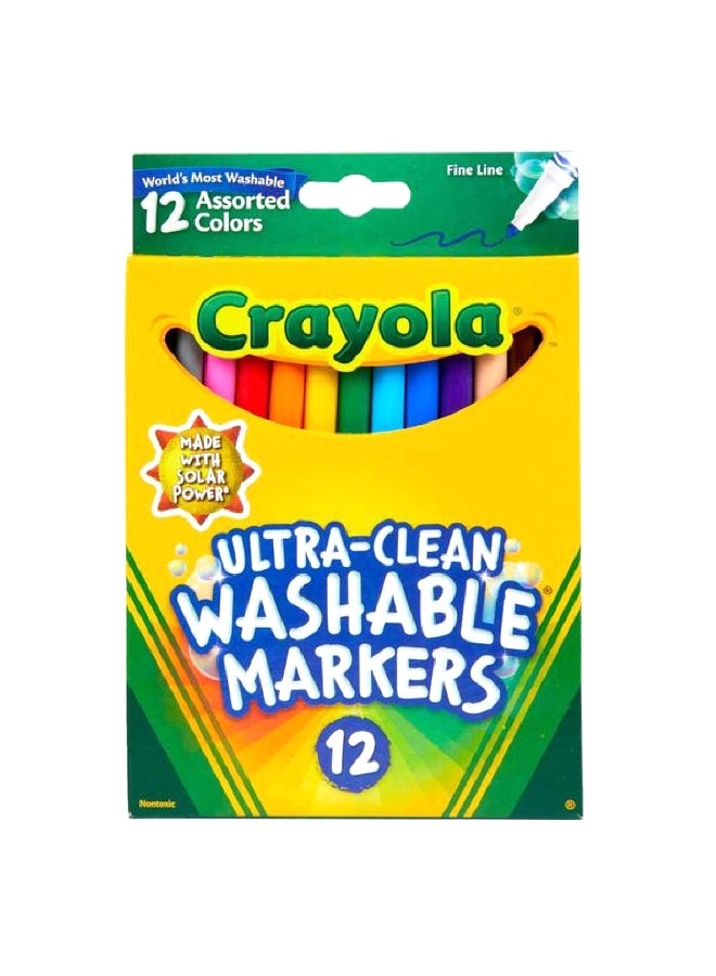 Crayola 12-Piece Fine Line Ultra-Clean Washable Marker Set Multicolour 18.73 x 12.7 x 1.27 cm CRA5878136014  - Image 1