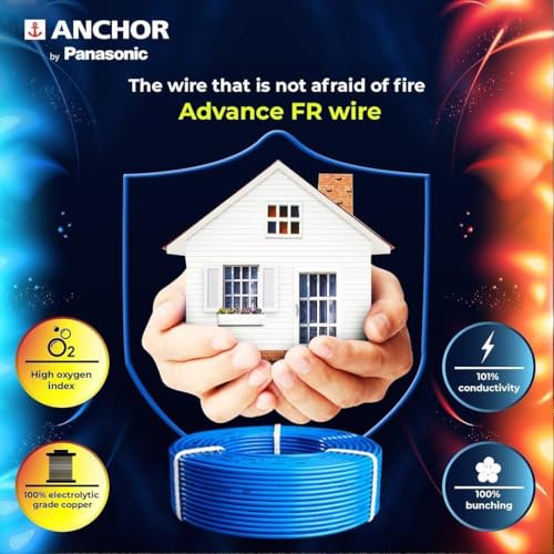 Anchor by Panasonic Advance FR 90m 1 sq.mm Electric Wire, PVC Insulated Class 2 Conductor (100% Copper), Anti-Rodent & Flame Retardant Wire for Domestic & Industrial Use (27390BU) - Image 4