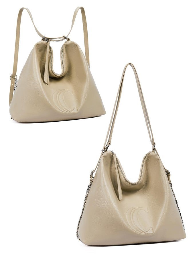 CLUCI Convertible Backpack Purse Hobo bags 2in1 Shoulder Bag handbags Leather Large Fashion Travel Multipurpose - Image 1