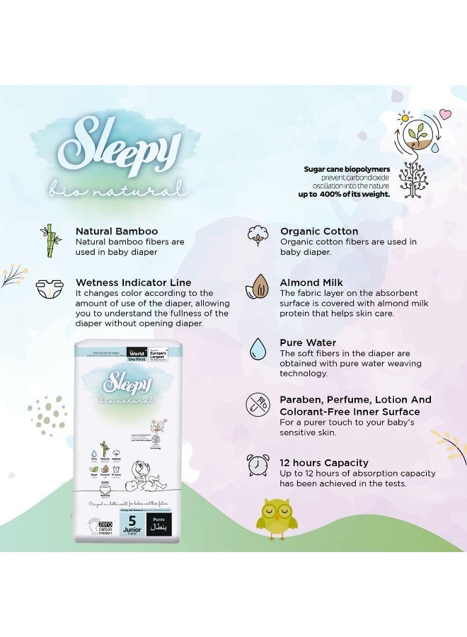 Sleepy سراويل بيولوجية طبيعية مقاس 5، 120 قطعة، 3 × 40 قطعة، راحة عضوية امتصاص فائق، صديقة للبيئة ومضادة للحساسية - Image 5