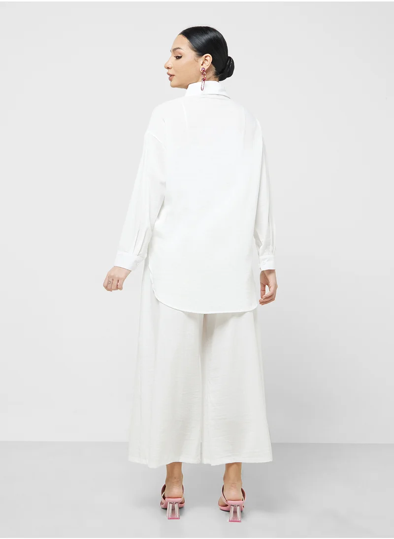 Khizana Button Down Shirt & Wide Leg Pant Set