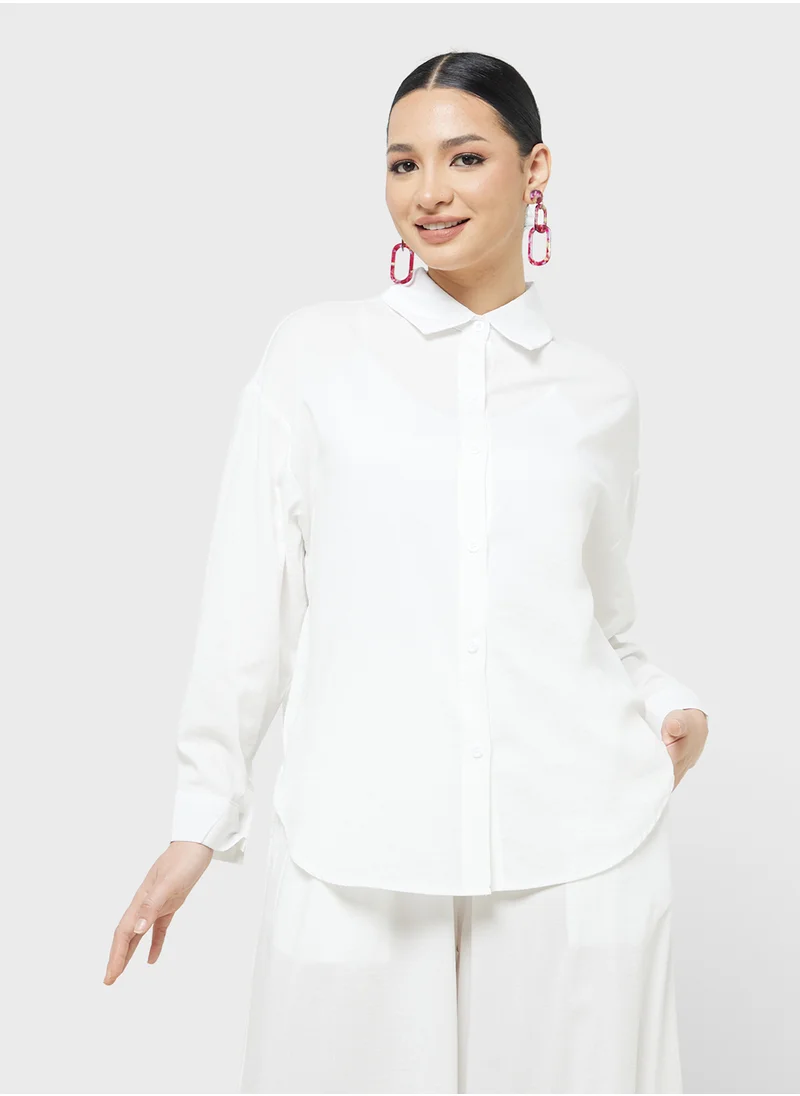 Khizana Button Down Shirt & Wide Leg Pant Set