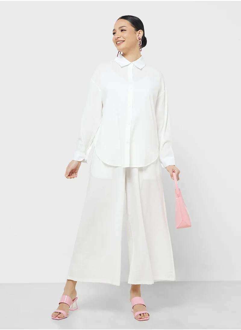Khizana Button Down Shirt & Wide Leg Pant Set