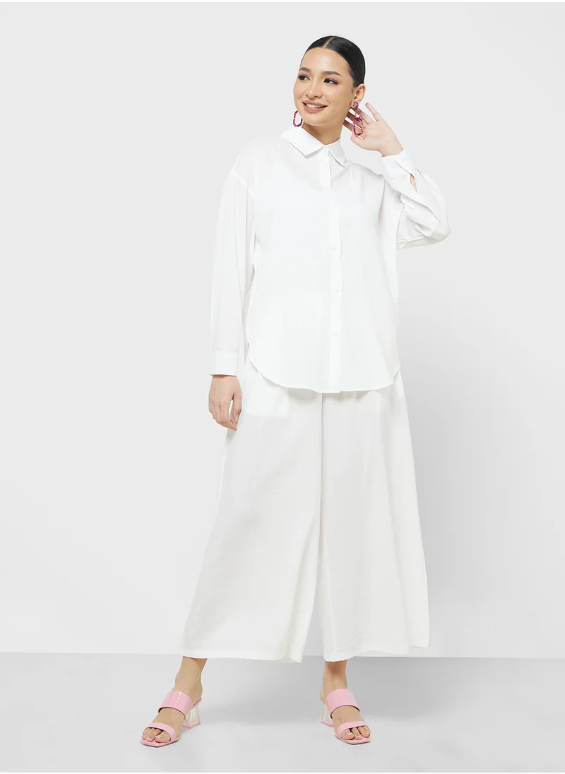 Khizana Button Down Shirt & Wide Leg Pant Set