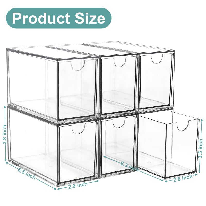 LANLISA 6 Tea Bag Organizer and Storage, Acrylic Tea Bag Holder Organizer, Plastic Tea Drawer Container for Cabinet - Image 3