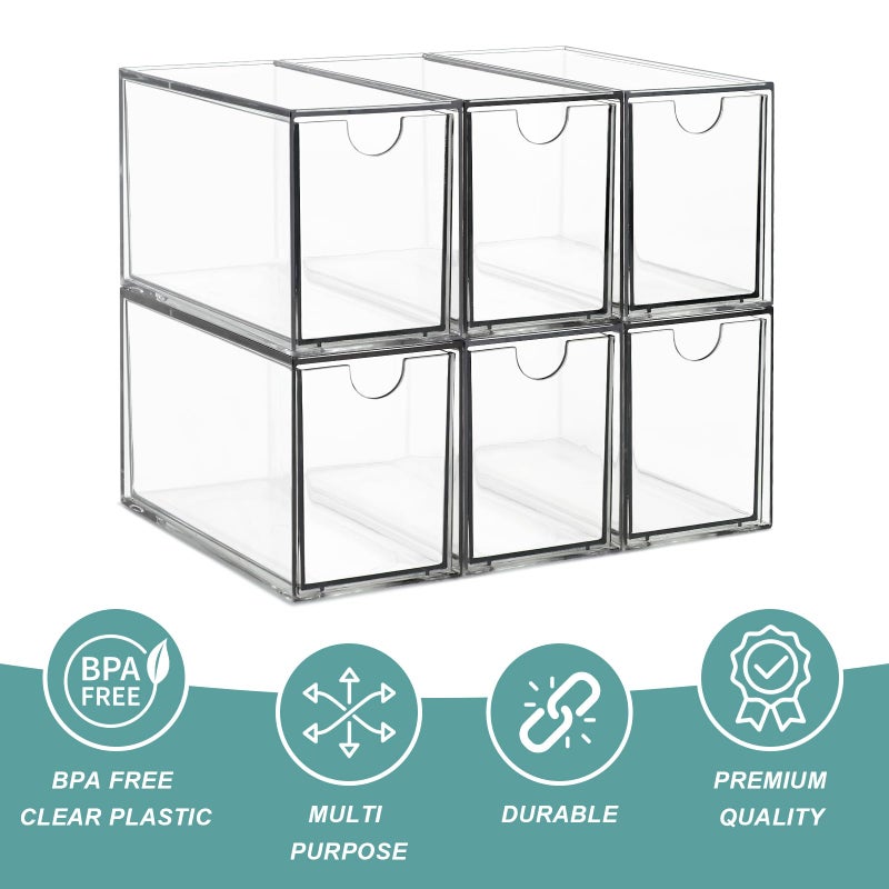 LANLISA 6 Tea Bag Organizer and Storage, Acrylic Tea Bag Holder Organizer, Plastic Tea Drawer Container for Cabinet - Image 5