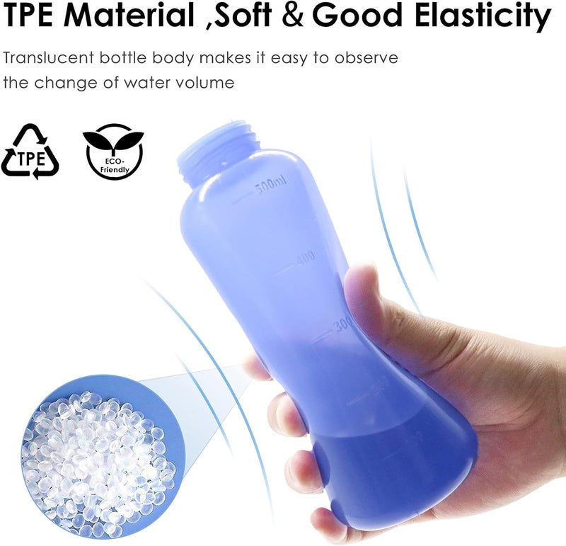 RUFCRIL Peri Bottle – 2-Pack Portable Bidet with Bag, 17oz (500ml) TPE Bottle (Boilable), Dual Sealing Rings – For Postpartum Care, Hemorrhoid Relief & Personal Hygiene – Ideal for Home & Travel - Image 2