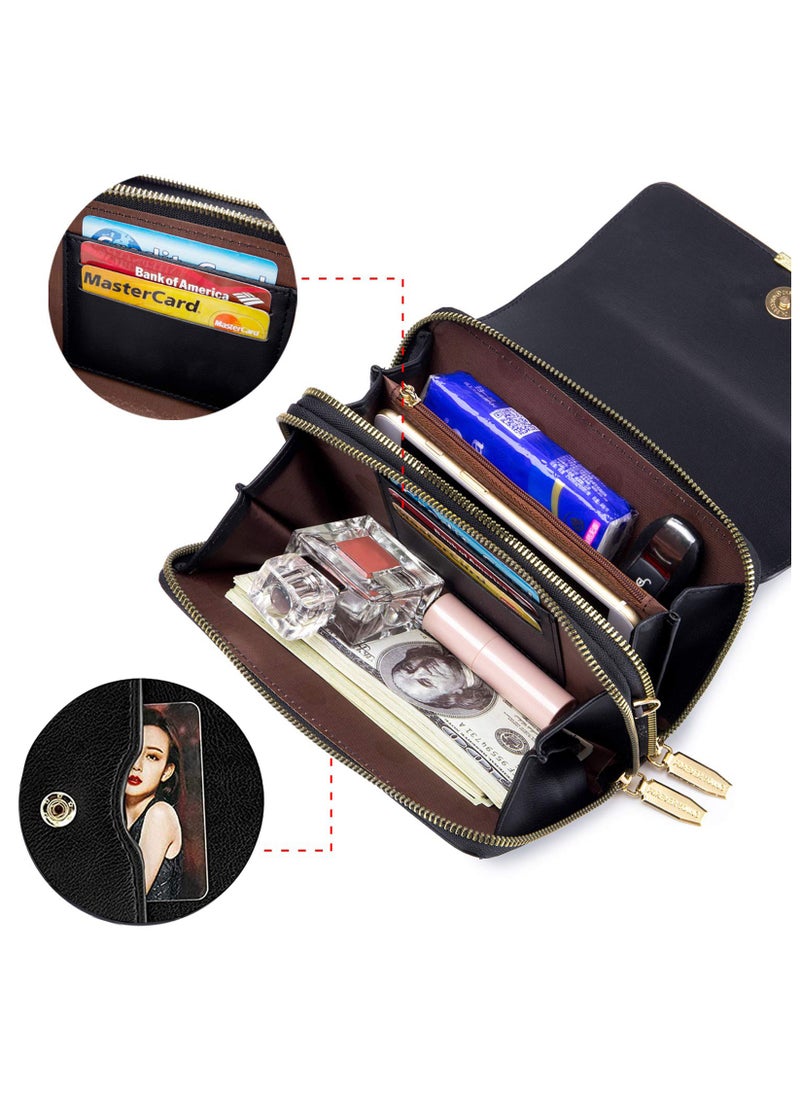 Generic Crossbody Phone Bag for Women, Small Leather Satchel Handbags Shoulder Bags with Zipper Closure and Card Slots, Coin Purse and Wallet  - Image 4