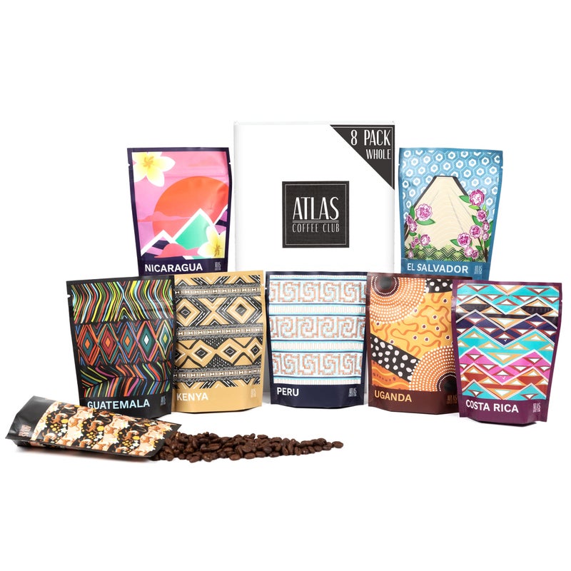 Atlas Coffee Club World of Coffee Discovery Set - Gourmet Coffee Gift Sampler - 8-Pack Variety Box of the World’s Best Single Origin Coffees - Whole Bean - Image 1