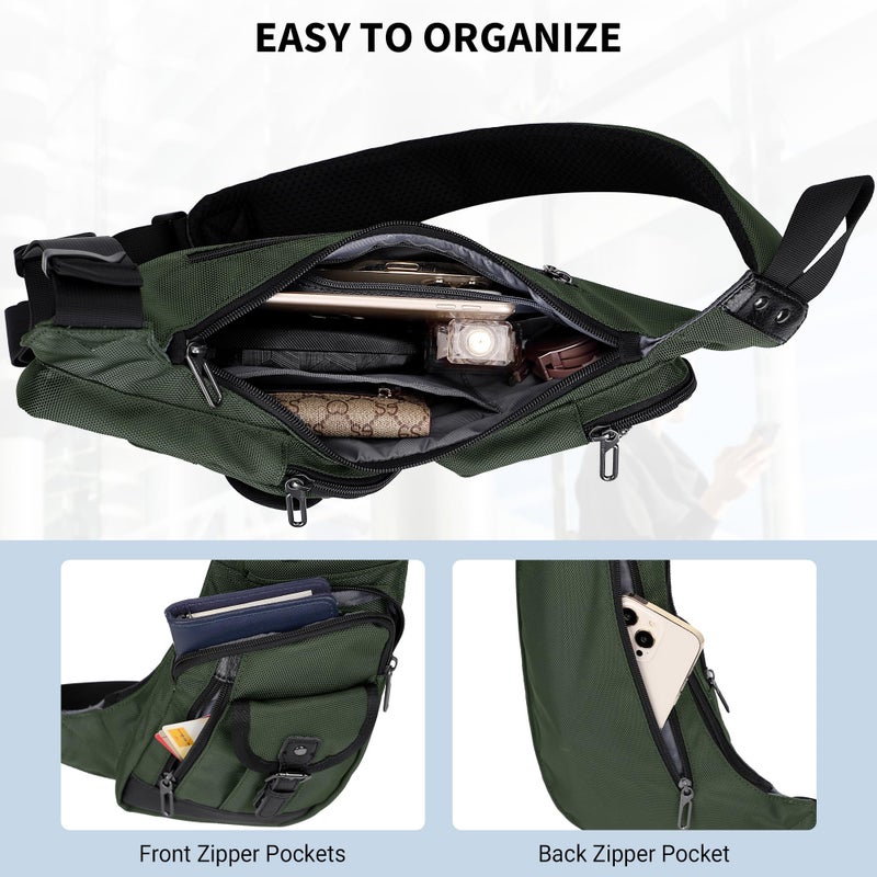 WITZMAN Sling Bag for Men Crossbody Bags Travel Slim Chest Bag One Strap Lightweight Casual Daypack (B702 Army Green) - Image 4