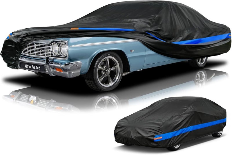 Molebt Car Cover Waterproof All Weather for Automobiles, Universal Fit Genesis G90, Ford Crown Victoria/Galaxie, Buick Roadmaster, Chevrolet Caprice etc, Suitable for Sedan Length up to 218 Inch. - Image 1