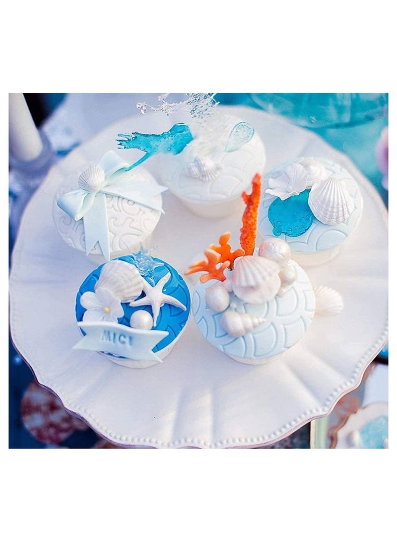 Y&D 6 Pcs Marine Theme Fondant Silicone Mold Seashell Sea Life Chocolate/Fondant/Candy Baking For Cake Decor DIY Handmade Tools for Mermaid Decoration  - Image 4