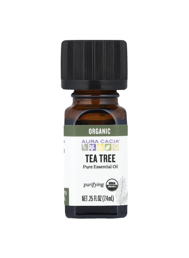 Aura Cacia, Pure Essential Oil, Organic Tea Tree, 0.25 fl oz (7.4 ml) - Image 1