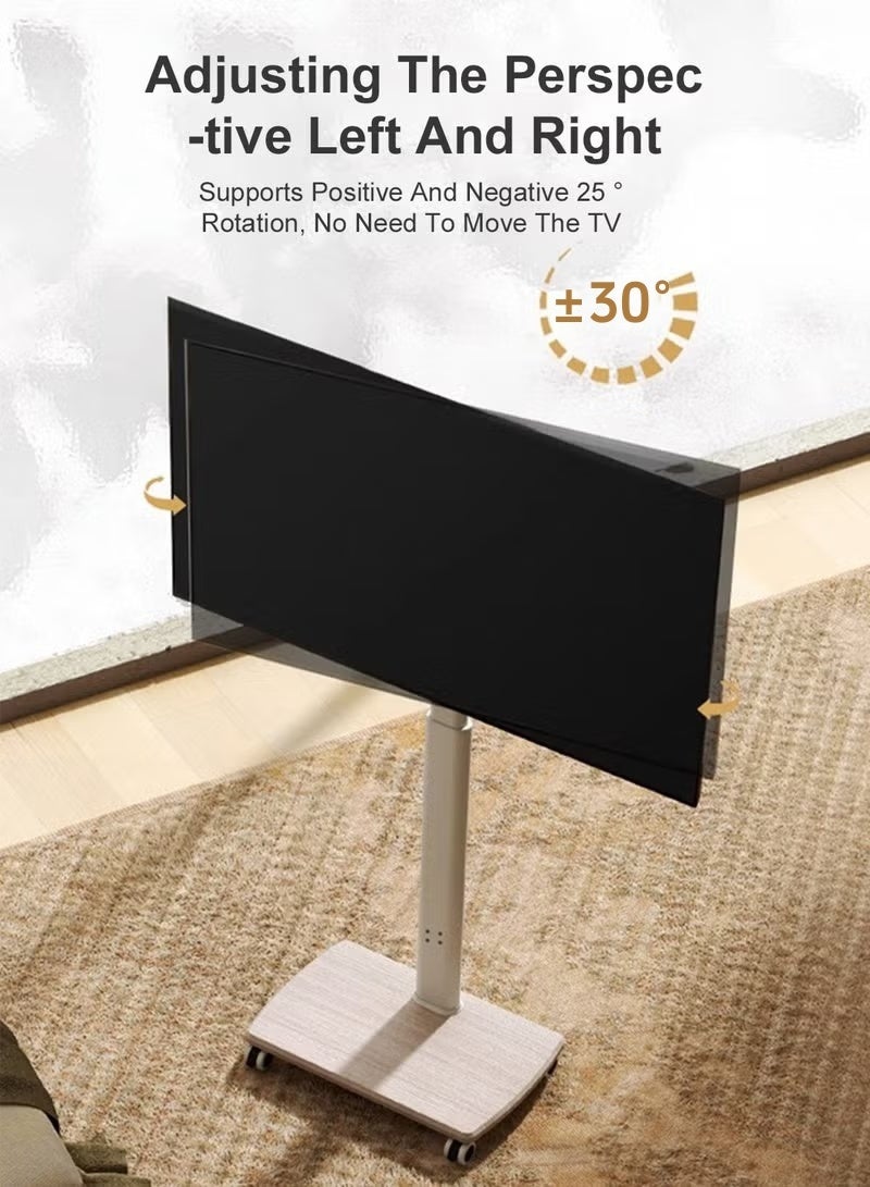 Bolivia's Mobile TV Stand Rolling TV Cart for 26-75" TVs , With 360° Lockable Wheels - Height Adjustable , Up to 45kg, VESA Compatible 600x400mm , With Wooden Storage Shelves - Image 3