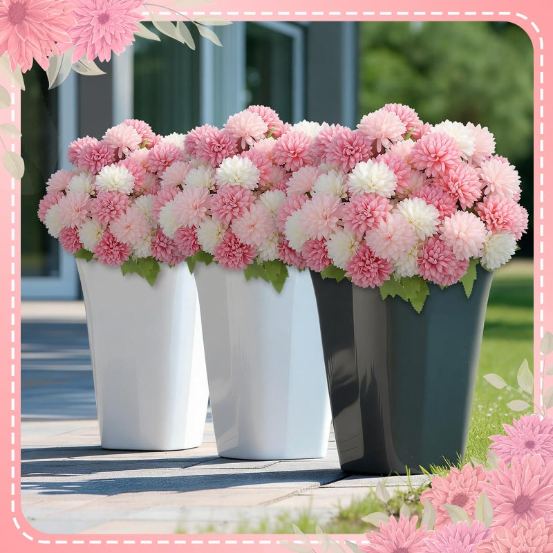 XunYee 12 Pcs Valentines Artificial Flowers for Outdoor Indoor Spring Pink White Faux Flowers Spring Fake Silk Chrysanthemums Bouquet for Vase Table Floral Arrangement Valentines Wedding Home Decor - Image 3