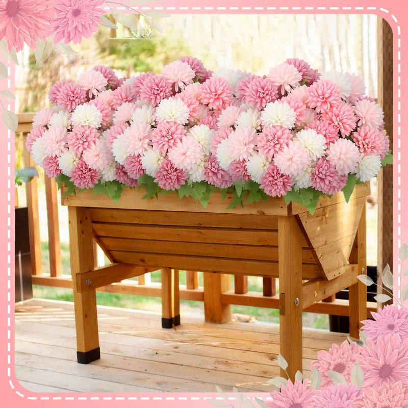 XunYee 12 Pcs Valentines Artificial Flowers for Outdoor Indoor Spring Pink White Faux Flowers Spring Fake Silk Chrysanthemums Bouquet for Vase Table Floral Arrangement Valentines Wedding Home Decor - Image 4