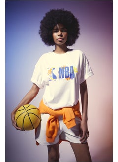 Woman Oversize Fit-Nba Crew Neck Knitted Short Sleeve T-Shirt