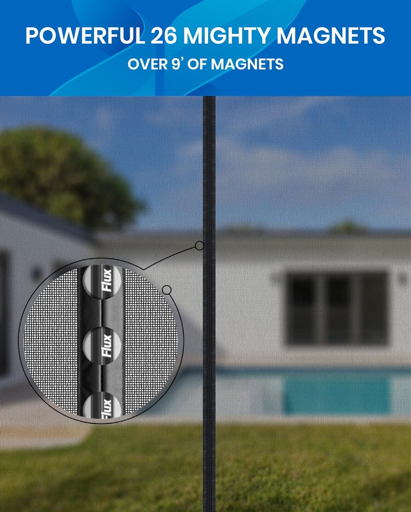 Flux Phenom Magnetic Screen Door - Bugs Out, Breeze in - 9min Install Auto-Sealing Heavy Duty Double Stitched Mesh, 52 Magnets, Hands Free Sliding & Patio Doors Net, Pet & Kid Friendly, 38 x 82 Inch - Image 5