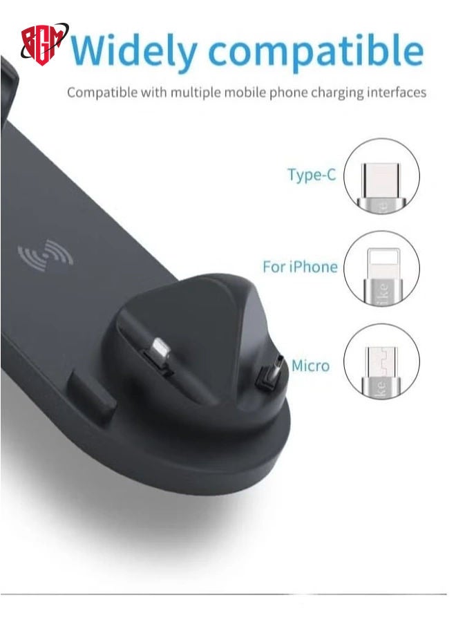 Wireless Phone Charger 6 in 1 Multi-Functional Dock (Black)