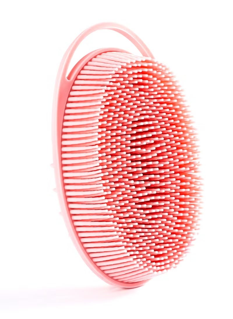 Upgrade 2 in 1 Bath and Shampoo Body Brush, Silicone Exfoliating Body Scrubber for Use in Shower, Premium Silicone Loofah, Head Scrubber, Scalp Massager, Easy to Clean (1PC Pink) - Image 1