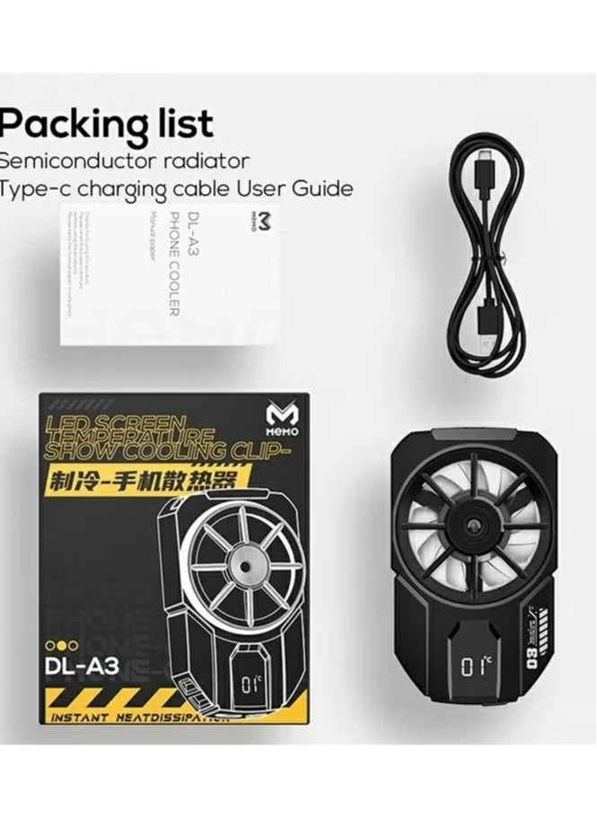 Memo MEMO DLA3 Semiconductor Phone Cooler with Digital Temperature Display – High-Speed Cooling Radiator Fan for Gaming, Compatible with Android & iOS Devices – Ultra Quiet, Fast Heat Dissipation, Ideal for PUBG, Free Fire, Call of Duty & Mobile Gaming Sessions  - Image 5