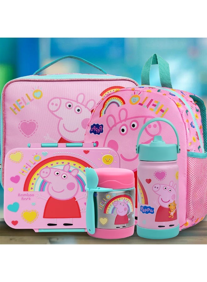 Bamboo Bark Peppa Pig Insulated Water Bottle with Straw & Handle – Stainless Steel Double Wall Thermos Flask for Hot & Cold Water, Leak-Proof & Reusable Kids Water Bottle (Peppa Pig (Pink)) - Image 5