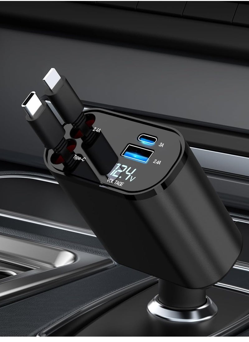 ELTRAZONE 120W Car Charger Retractable Cable Compatible with iPhone 16/15/14/13, S25 Ultra, S24 Ultra and Other Android Phones, PD20W / Type-C 40W Fast Car Power Adapter, USB Fast Phone Charger.  - Image 1