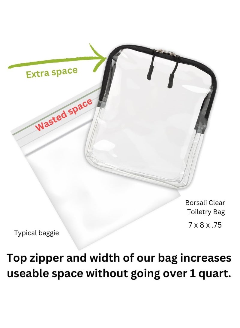 SYOSI Clear Travel Toiletry Bag 2 Piece Clear Travel Toiletry Bag for Cosmetics Quart Size TSA Approved for Luggage Purse or Car - Image 3