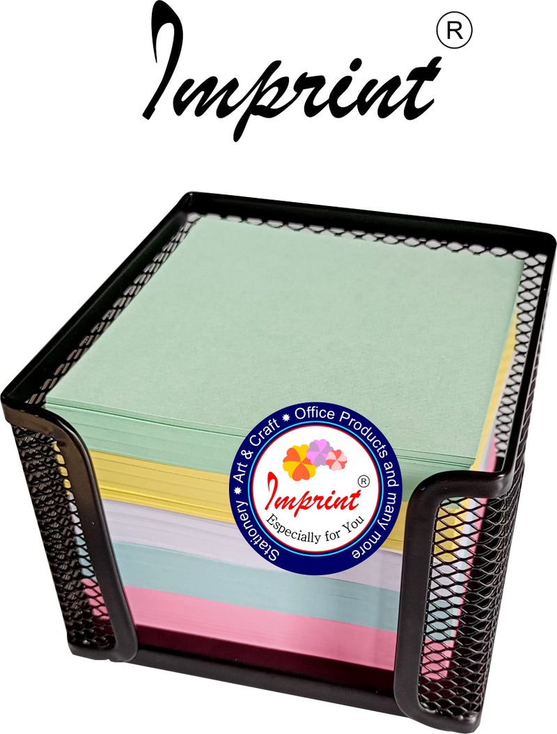 IMPRINT Memo Pad Paper Cube 625 Pages Loose Sheets 75 GSM Paper Mix Colour With Iron Mesh Stand - Image 2
