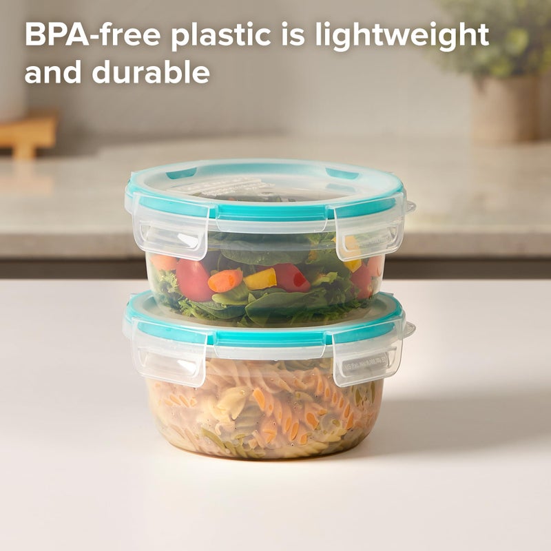 Snapware Total Solution (Pack of 2) Plastic Food Storage Containers Set, Leakproof & Airtight Locking Lids Round Tupperware, Non-Toxic BPA-Free Lids, Microwave Dishwasher Freezer Safe - Image 3