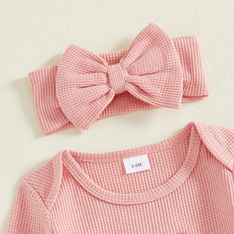 Socutebabe Baby Girl Winter Clothes Newborn Going Coming Home Outfit Ruffle Mitten Sweater Romper Cute Knitted Jumpsuit (Hello World Pink, Newborn) - Image 4