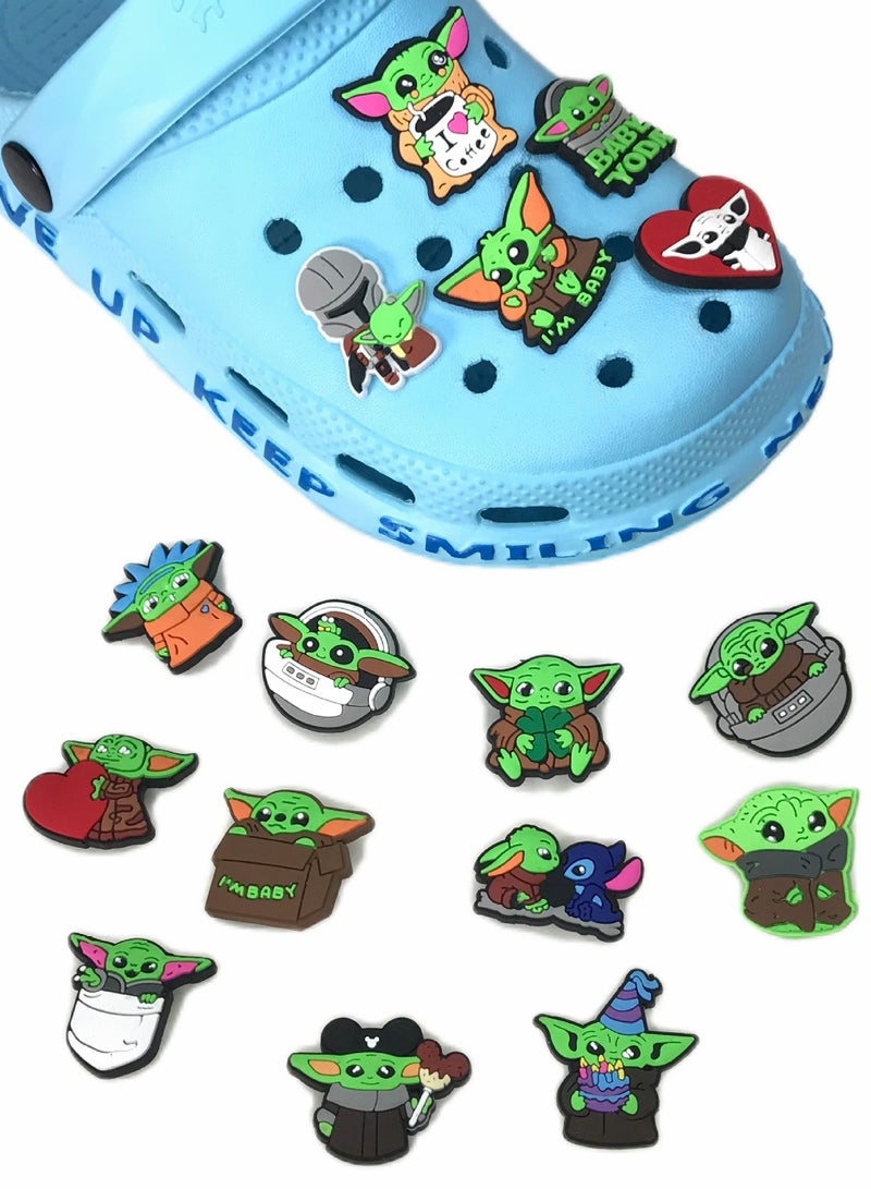 KASTWAVE Shoe Decoration Charms for Crocs, 16 Pcs Yoda Cartoon Croc Accessories for Crocs Shoes ​PVC Charms Bracelet Wristband for Men Women Kids Girl Boy, Buckle Party Favors Birthday Gifts Nurse Charm - Image 3