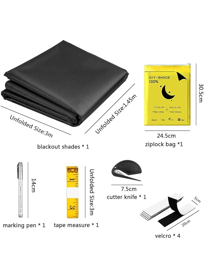 ORiTi 1.45Mx3M Portable Blackout Curtains 100 Percent Blackout Blinds For Windows No Need For Drilling Portable Window Curtains Easy To Cut Fit For Bedroom Tv Room And Baby Room Black And Silver - Image 2