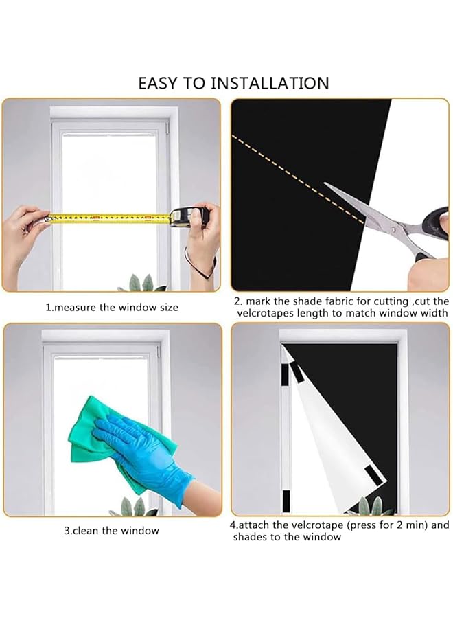 ORiTi 1.45Mx3M Portable Blackout Curtains 100 Percent Blackout Blinds For Windows No Need For Drilling Portable Window Curtains Easy To Cut Fit For Bedroom Tv Room And Baby Room Black And Silver - Image 4